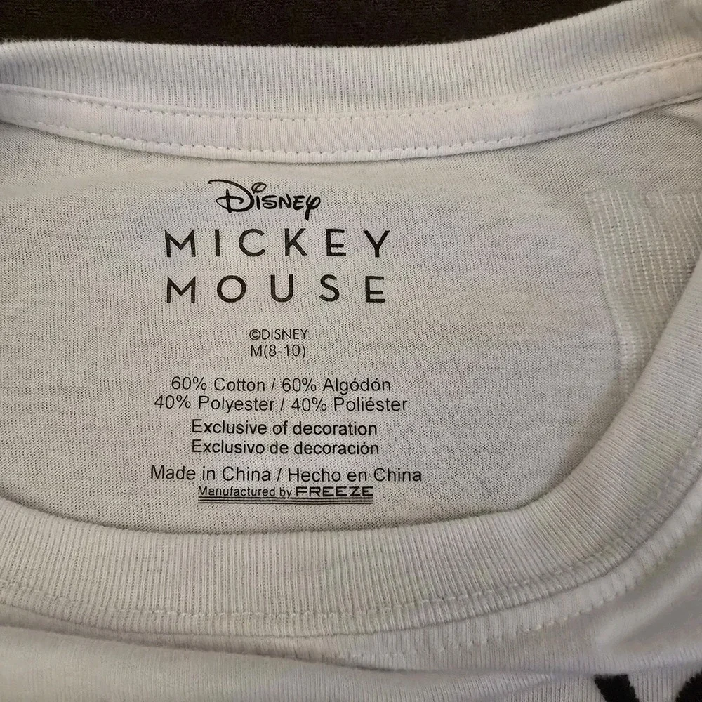 Disney Mickey Mouse T-Shirt Youth M‎ (8-10) White Peace Happiness Y2K
